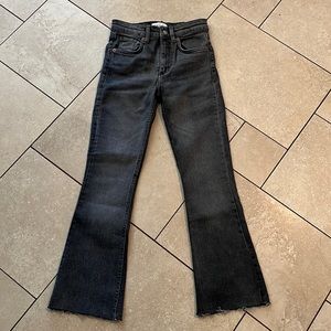 Zara Cropped Flare Grey Jeans